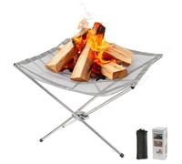 Sonsoke Poêle à feu de camping pliable en acier inoxydable - Convient pour les jardins, les campings, les plages, les barbecues et les pique-niques, avec sac de rangement, résistante à la chaleur et