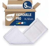 SONTY Housse de serpillière 50 cm Microfibre - Lot de 5 recharges pour Support Pliant | Serpillière Microfibre pour Maison, Restauration & Milieu Professionnel | Lavable 60-95°C