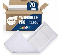 SONTY Housse de serpillière 50 cm Microfibre - Lot de 70 recharges pour Support Pliant | Serpillière Microfibre pour Maison, Restauration & Milieu Professionnel | Lavable 60-95°C