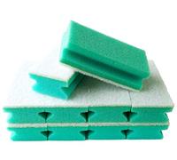 Sonty Lot de 10 éponges de nettoyage anti-rayures, lavables, grande taille 15 x 7 x 4 cm, blanc (vert)