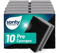 Sonty Lot de 10 éponges de Nettoyage de qualité supérieure pour la saleté Tenace avec abrasif, 9 x 7 x 4 cm, Noir/Gris