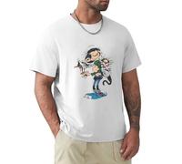 sonvsee Gaston Lagaffe Comics 100% Cotton Tshirts The Twins of Gambler Personalize White M