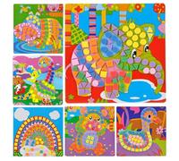 Sonwaha Kit de bricolage mosaïque pour enfants de 3, 4, 5, 6 ans, caoutchouc pour filles et garçons, kit créatif autocollant pour anniversaire d'enfant, cadeau, fête, emploi
