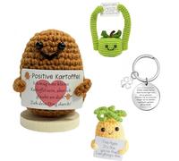 Sonwaha Positive, Positive Français Série Mini Funny Potato Cadeaux D'encouragement Tricotée Créative Mignonne Fruits Jouet de Poupée à Énergie de Fête l'Encouragement (Pomme)