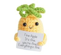 Sonwaha Positive, Positive Français Série Mini Funny Potato Cadeaux D'encouragement Tricotée Créative Mignonne Fruits Jouet pour Décoration de Fête l'Encouragement (Ananas)
