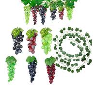 Sonwaha Raisin Artificiel 6 PCS Fruits Artificiels Raisins Décoratifs Artificiels Table de Faux Fruits Caoutchouc Raisin Plastique Accueil Party Decor