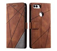 SONWO Coque pour Huawei P Smart 2018 / Huawei Enjoy 7S, Etui en Cuir PU Portefeuille Housse Fermeture Magnétique und Flip pour Huawei P Smart 2018 / Huawei Enjoy 7S, avec Fermeture Magnétique, Marron