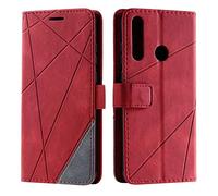 SONWO Coque pour Huawei Y6P, Etui en Cuir PU Portefeuille Housse Fermeture Magnétique und Flip pour Huawei Y6P, avec Fermeture Magnétique, Rouge