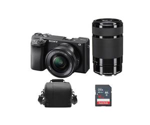 SONY A6400 Boîtier + 16-50mm F3.5-5.6 + 55-210mm F4.5-6.3 + Sac + carte SD 16 Go