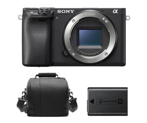 SONY A6400 Boîtier Noir + Sac pour appareil photo + Batterie NP-FW50