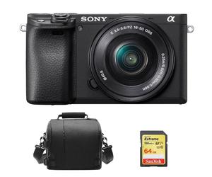 SONY A6400 Noir KIT SEL 16-50MM F3.5-5.6 OSS Noir + Carte SD de 64 Go + Sac