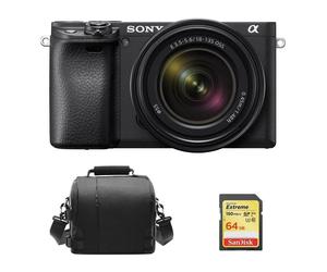 SONY A6400 Noir KIT SEL 18-135MM F3.5-5.6 OSS Noir+carte mémoire SD 64 Go+sac