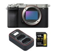 Sony Alpha A7C II corps argent+Lexar 128Go carte mémoire SDXC professionnelle 1800x UHS-II+Kingma Sony NP-FZ100 LCD double USB chargeur