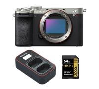 Sony Alpha a7CR Appareil photo sans miroir (argent)+Lexar 64Go carte mémoire professionnelle 2000x UHS-II SDXC+Kingma Sony NP-FZ100 LCD double USB chargeur