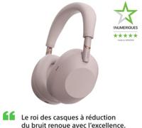 Sony WH-1000XM6 Casque sans-Fil Bluetooth à réduction de Bruit Noir, Son Hi-Res Unique, Confortable, Conception Pliable, Etui résistant, 30h Autonomie, iOS & Android - Rose Poudré