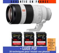 Sony FE 100-400mm f/4.5-5.6 GM OSS + 3 SanDisk 128GB UHS-II 300 MB/s + Guide PDF 20 techniques pour réussir vos photos