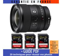 Sony FE 20mm f/1.8 G + 3 SanDisk 64GB Extreme PRO UHS-II SDXC 300 MB/s + Guide PDF ""20 TECHNIQUES POUR RÉUSSIR VOS PHOTOS