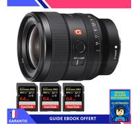 Sony FE 24mm f/1.4 GM + 3 SanDisk 64GB UHS-II 300 MB/s + Ebook 'Devenez Un Super Photographe' - Objectif Sony FE pour Sony Hybride