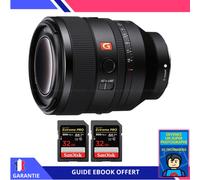 Sony FE 50mm f/1.2 GM + 2 SanDisk 32GB Extreme PRO UHS-II SDXC 300 MB/s + Ebook 'Devenez Un Super Photographe' - Objectif Sony FE pour Sony Hybride