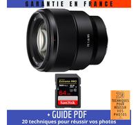 Sony FE 85mm f/1.8 + 1 SanDisk 64GB Extreme PRO UHS-II SDXC 300 MB/s + Guide PDF 20 techniques pour réussir vos photos