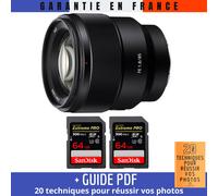Sony FE 85mm f/1.8 + 2 SanDisk 64GB Extreme PRO UHS-II SDXC 300 MB/s + Guide PDF 20 techniques pour réussir vos photos
