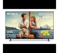 Sony K-55S3 TV LED 54.6" 4K Ultra HD, Dalle Plate, Smart TV Android TV 12, Wifi 6E, Dolby Vision, HDMI 1.1, Noir, VESA 300x300