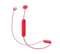 Sony WI-C300 Ecouteurs intra-auriculaires sans fil (design tour de cou, Bluetooth, NFC, casque avec micro pour téléphone & PC/ordinateur portable, jusqu'à 8 heures d'autonomie, assistant vocal) rouge