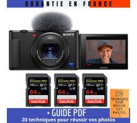 Sony ZV-1 Noir + 3 SanDisk 64GB Extreme PRO UHS-I SDXC 170 MB/s + Guide PDF ""20 TECHNIQUES POUR RÉUSSIR VOS PHOTOS