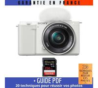 Sony ZV-E10 + 16-50mm Blanc + 1 SanDisk 256GB Extreme PRO UHS-I 170 MB/s + Guide PDF ""20 TECHNIQUES POUR RÉUSSIR VOS PHOTOS