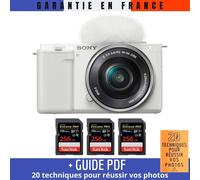 Sony ZV-E10 + 16-50mm Blanc + 3 SanDisk 256GB Extreme PRO UHS-I 170 MB/s + Guide PDF ""20 TECHNIQUES POUR RÉUSSIR VOS PHOTOS