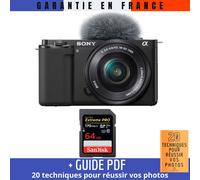 Sony ZV-E10 + 16-50mm Noir + 1 SanDisk 64GB Extreme PRO UHS-I SDXC 170 MB/s + Guide PDF 20 techniques pour réussir vos photos