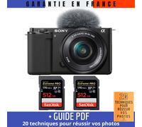 Sony ZV-E10 + 16-50mm Noir + 2 SanDisk 512GB Extreme PRO UHS-I SDXC 170 MB/s + Guide PDF 20 techniques pour réussir vos photos