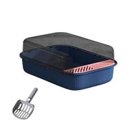 Soo & Na | Bac à Litière Chat XXL avec Pelle, Design Moderne Anti-Projection, Gris, Installation Facile par Clips, 51x35x19cm, Idéal pour Grands Chats et Intérieurs Élégants (Bleu Nuit)