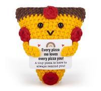 Soobeeke Cadeau de pizza au crochet avec inscription « Every Pizza Me Loves Every Pizza You ! » - Souvenir fait à la main, cadeaux romantiques pour petit ami, heureux, Saint-Valentin
