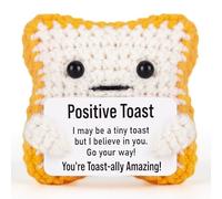 Soobeeke Cadeau de toast au crochet « Tiny But Mighty ! » avec carte « Positive Toast » - Souvenir fait main pour amis, étudiants, collègues, enseignants, famille - Encouragement, anniversaire, remise