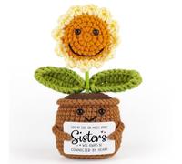 Soobeeke Cadeaux pour sœur de la part d'une sœur - Soutien émotionnel au crochet - Cadeau de tournesol pour sœurs avec carte « Side by Side or Miles Apart » - Cadeau d'anniversaire pour sœurs âmes