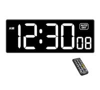 Soobest Horloge murale numérique avec secondes pour salle de sport, compte à rebours à distance, grand affichage LED, 5 gradateurs (blanc)