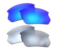 SOODASE Pour Oakley BiSphaera Lunettes de Soleil Bleu/Argent 2 Paires Polarisation Verres de Remplacement