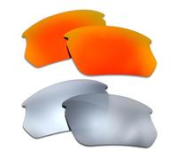 SOODASE Pour Oakley BiSphaera Lunettes de Soleil Rouge/Argent 2 Paires Polarisation Verres de Remplacement