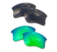 SOODASE Pour Oakley Flak Jacket XLJ Des lunettes de soleil Noir/Vert 2 paires Verres de remplacement polarisés