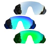 SOODASE Pour Oakley Flight Jacket Des lunettes de soleil Bleu/Argenté/Vert Verres de remplacement polarisés