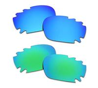 SOODASE Pour Oakley Racing Jacket Vented Des lunettes de soleil Bleu/Vert 2 Paires Verres de remplacement polarisés