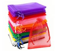 Soodyoow 100 Pcs Sacs Organza, 10 x 15 cm Pochette Organza Mixte Couleurs, Sachets Pochettes Cadeau en Organza Sac à Bijoux, Sachet Bonbon, Sachets de Lavande, Marriage Sacs à Cordon