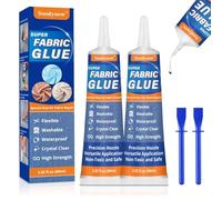 Soodyoow 120ML Colle pour Tissu, 60ML Colle Textile, Extra Forte et Permanente Résiste Lavage pour Réparations de Vêtements, Couture, Cuir, Loisirs Créatifs