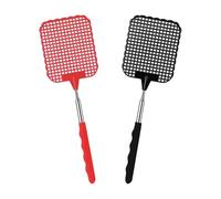 Soodyoow 2 Pièces Tapetteà Mouche, Tapetteà Mouche Main, Tapettes à Mouches Extensible, pour Les Mouches,Les moustiques et Les Insectes(Noir+Rouge)