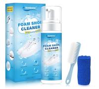 soodyoow Nettoyant Chaussure, Kit Nettoyage Chaussure 200 ml, Nettoyant Sneakers avec Brosse et Serviette, Mousse de Nettoyant Chaussure Adapté aux Chaussures en Cuir, Toile, Tricot, Bottes