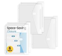 Sooez Lot de 6 dossiers de classeur avec fermeture peu encombrante, poches de classeur super lourdes pour classeur à 3 anneaux, pochette transparente haute capacité, chargement latéral, 3 dossiers à