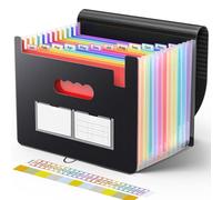Sooez Trieur accordéon à 13 poches avec étiquettes vierges, dossier accordéon super lourd, organiseur en papier, organiseur de documents, format lettre, noir