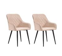 Soof&Tess Lot de 2 - Chaise de Salle à Manger Bergame - Beige - Velours - Industriel - avec Accoudoir - Tissus faciles à Nettoyer - Haute Qualité