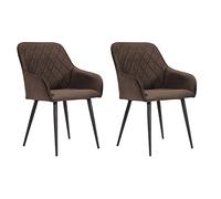 Soof&Tess Lot de 2 chaises de Salle à Manger Bergame - Marron - Velours - Industriel - avec accoudoirs - Tissus faciles à Nettoyer - Haute qualité